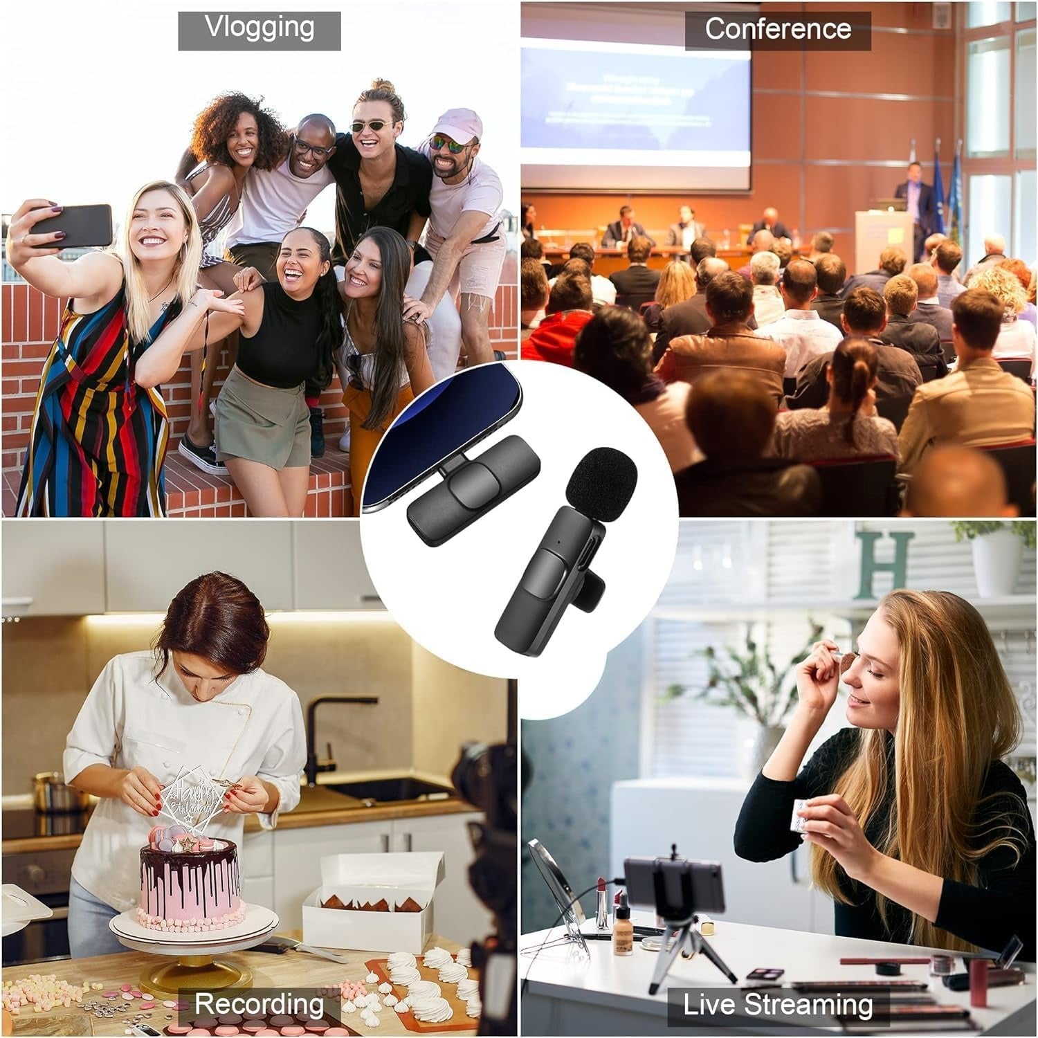 9 Collar Wireless Microphone iPhone/Android & Type C Supported Wireless Microphone With ( i Phone Connector )