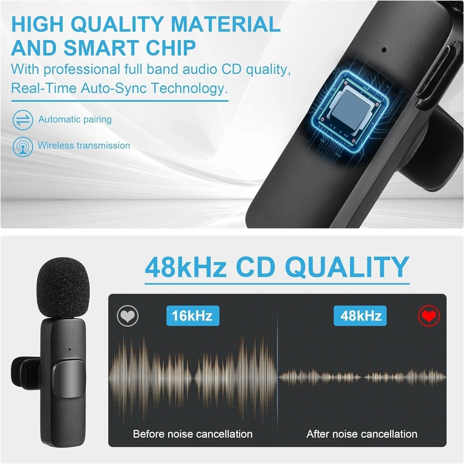 9 Collar Wireless Microphone iPhone/Android & Type C Supported Wireless Microphone With ( i Phone Connector )
