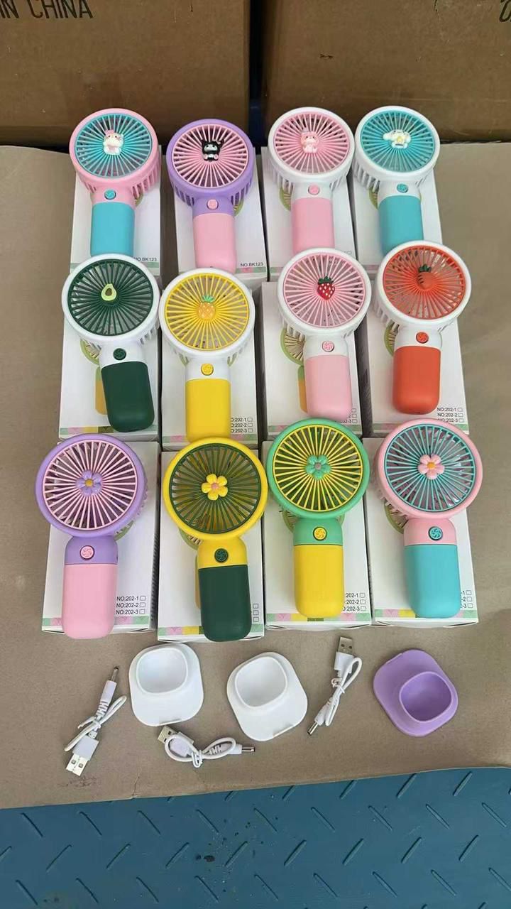 Premium Large Size Portable Handheld Fan – High-Speed USB Rechargeable Cooling Fan with Cute Fruit Design (Random Color & Box