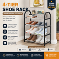 4-Layer Space-Saving Shoe Rack | Portable Dustproof Shoe Organizer With Cover | Closet & Home Shoe Stand | Plastic + Metal Body - Random Colour